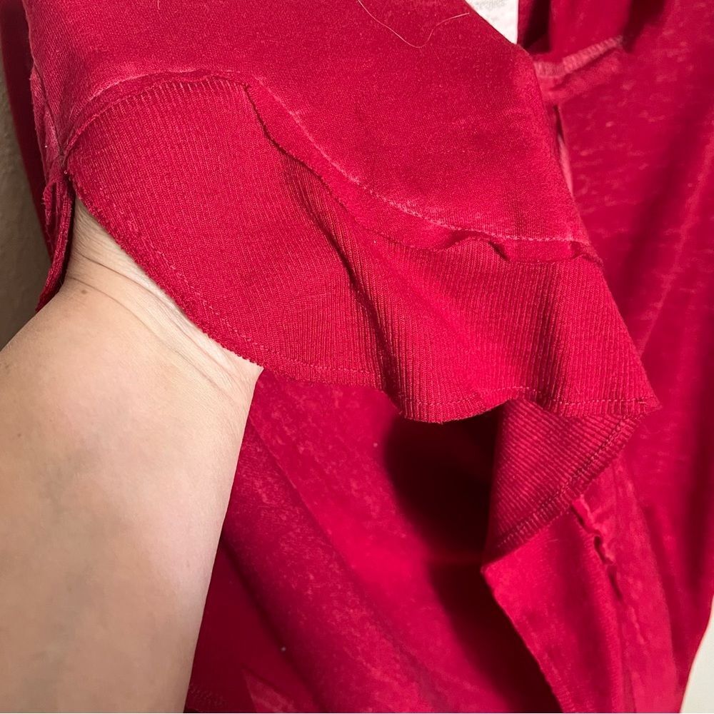 French Laundry Sweatshirt Project Red Long Sleeve Thin Hooded T-Shirt Size 1X - Picture 9 of 12